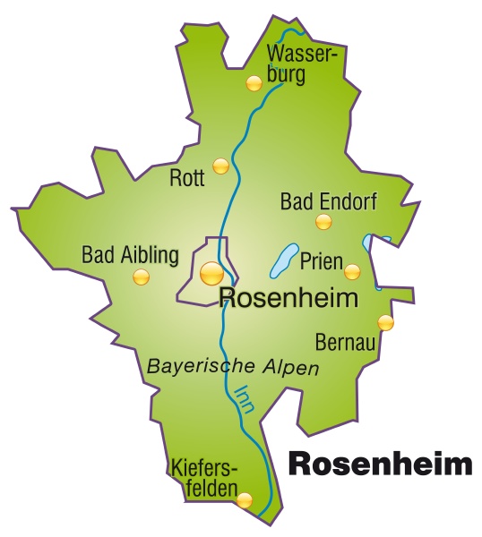 Mapa de Rosenheim como mapa general en verde - Stockphoto #10912516  Agencia de stock PantherMedia