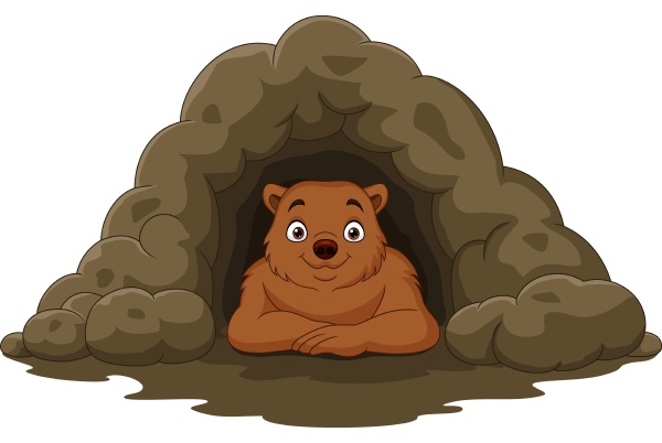 Dibujos animados oso pardo feliz en la cueva - Foto de archivo #28171349 |  Agencia de stock PantherMedia