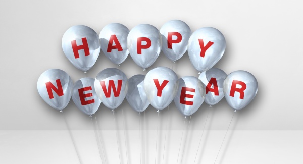 globos de feliz anyo nuevo sobre