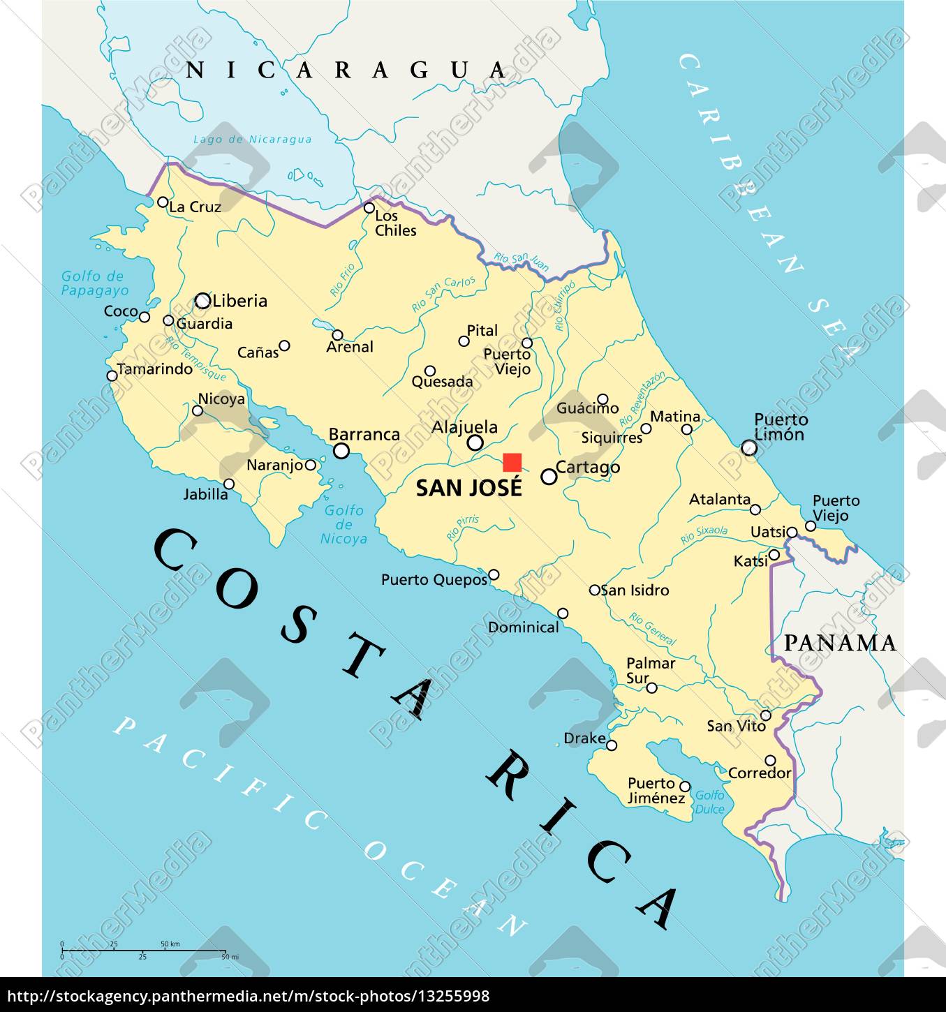Mapa Politico De Costa Rica 7473