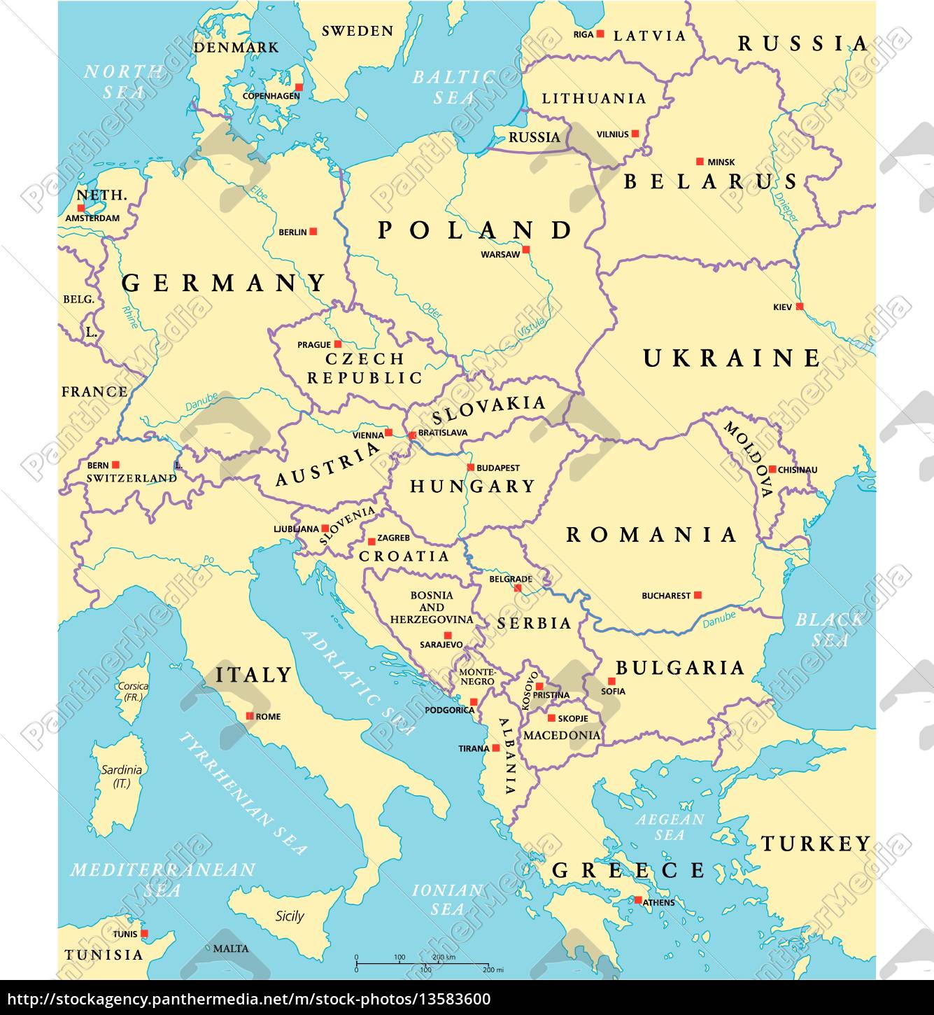 mapa político de europa central - Stockphoto - #13583600 | Agencia de