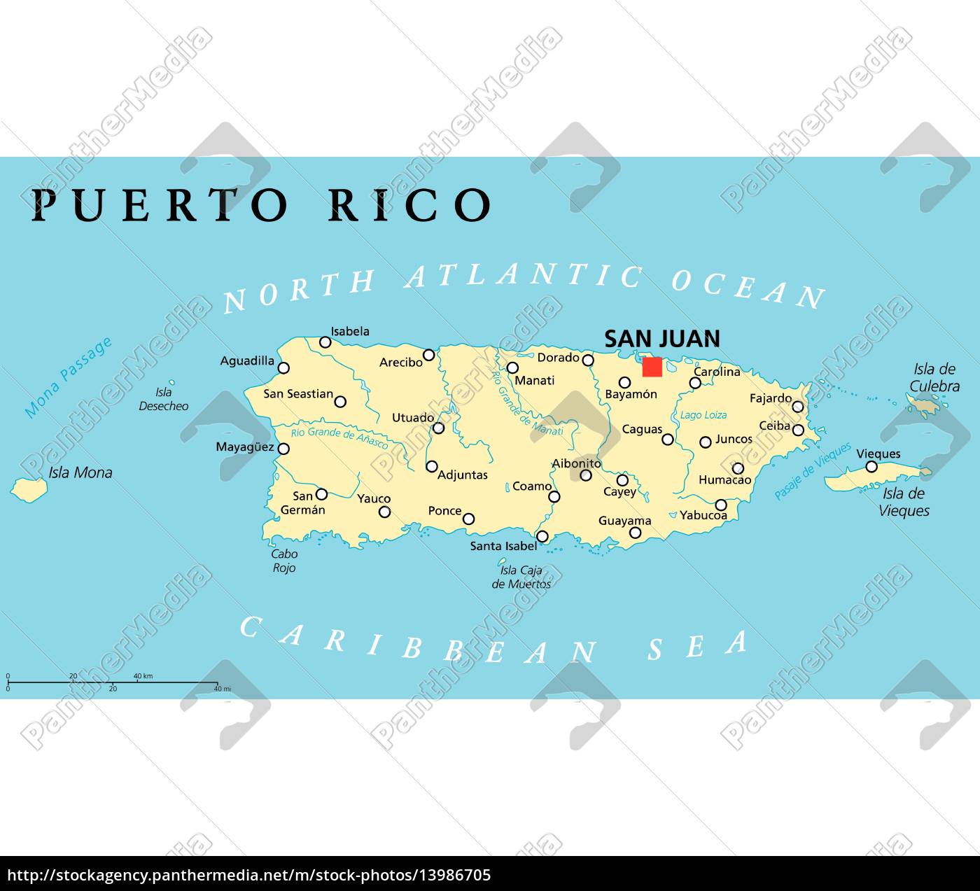 Mapa Politico De Puerto Rico Stockphoto Agencia De Stock Panthermedia